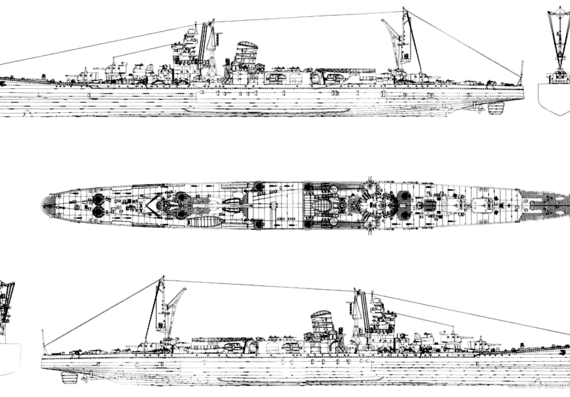 Крейсер IJN Noshiro [Light Cruiser] - чертежи, габариты, рисунки